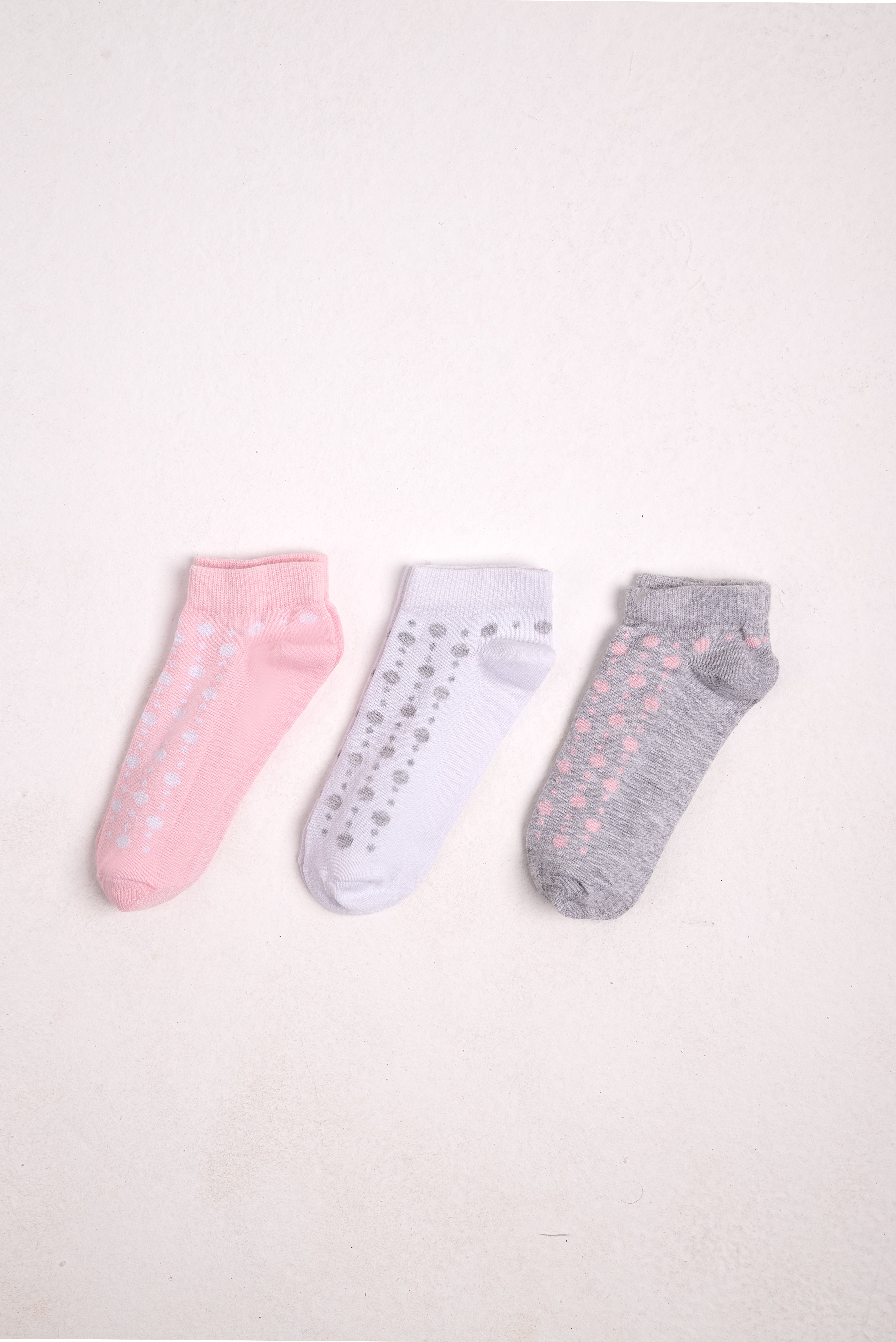 Girls Cotton Ankle Socks Pack of 3 – Grip Dot Design