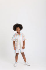 Pastel Striped Boys Shirt & Shorts Set
