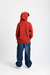 Lazy Morning Dark Red Cotton Hoodie