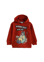 Lazy Morning Dark Red Cotton Hoodie