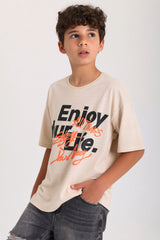 Enjoy Your Life T-shirt- Beige