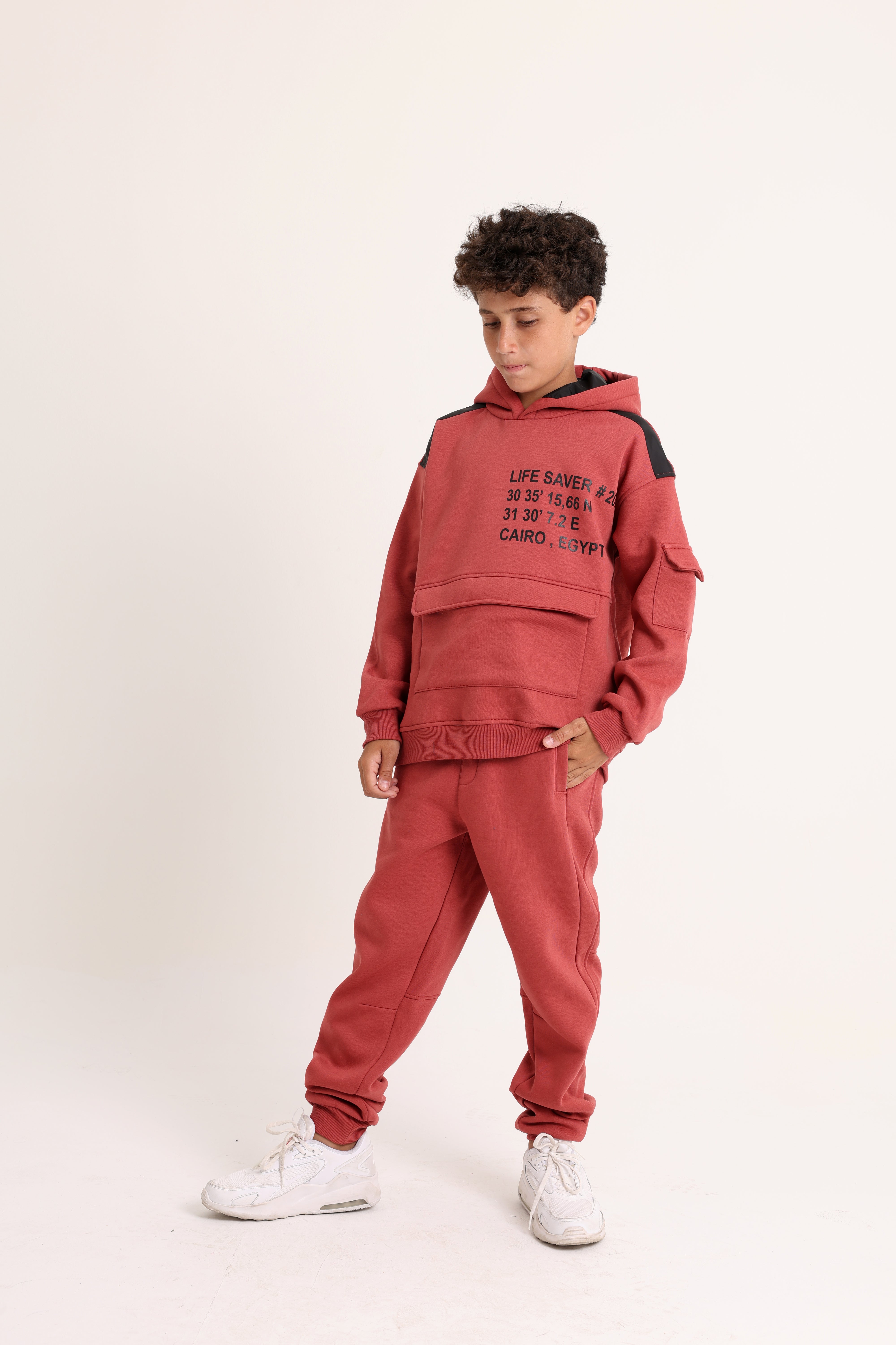 Sleeve Pocket Dark Red Pajama