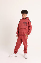 Sleeve Pocket Dark Red Pajama