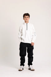 Plain Zipper White Pajama