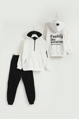 Plain Zipper White Pajama