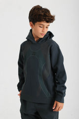 Soft Polar Graphic Hoodie Set - Dark Blue