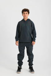 Soft Polar Graphic Hoodie Set - Dark Blue