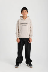Front Patch Hoodie - Beige
