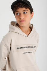 Front Patch Hoodie - Beige