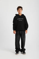 Front Patch Hoodie - Black