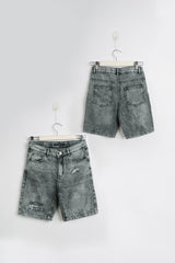 Cutted Grey Denim Short