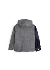 Cozy Knit & Denim Jacket - Dark Blue