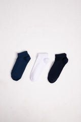 Boys’ Plain Cotton Socks Pack – Navy & White (3 Pairs)