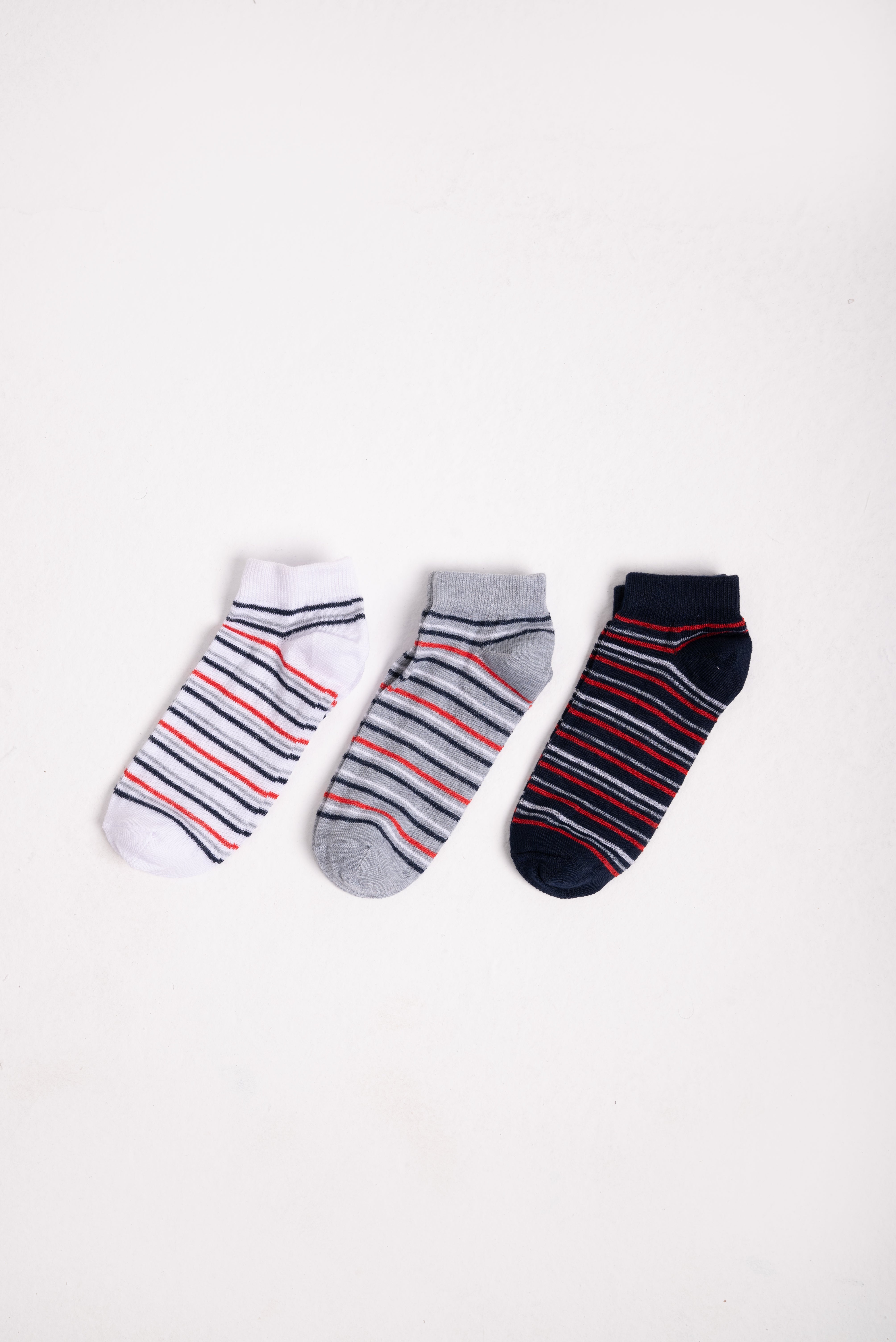 Boys’ Classic Cotton Socks Pack – Red & Black Stripes (3 Pairs)
