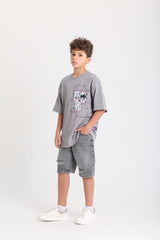 Anime Teen T-shirt - Gray