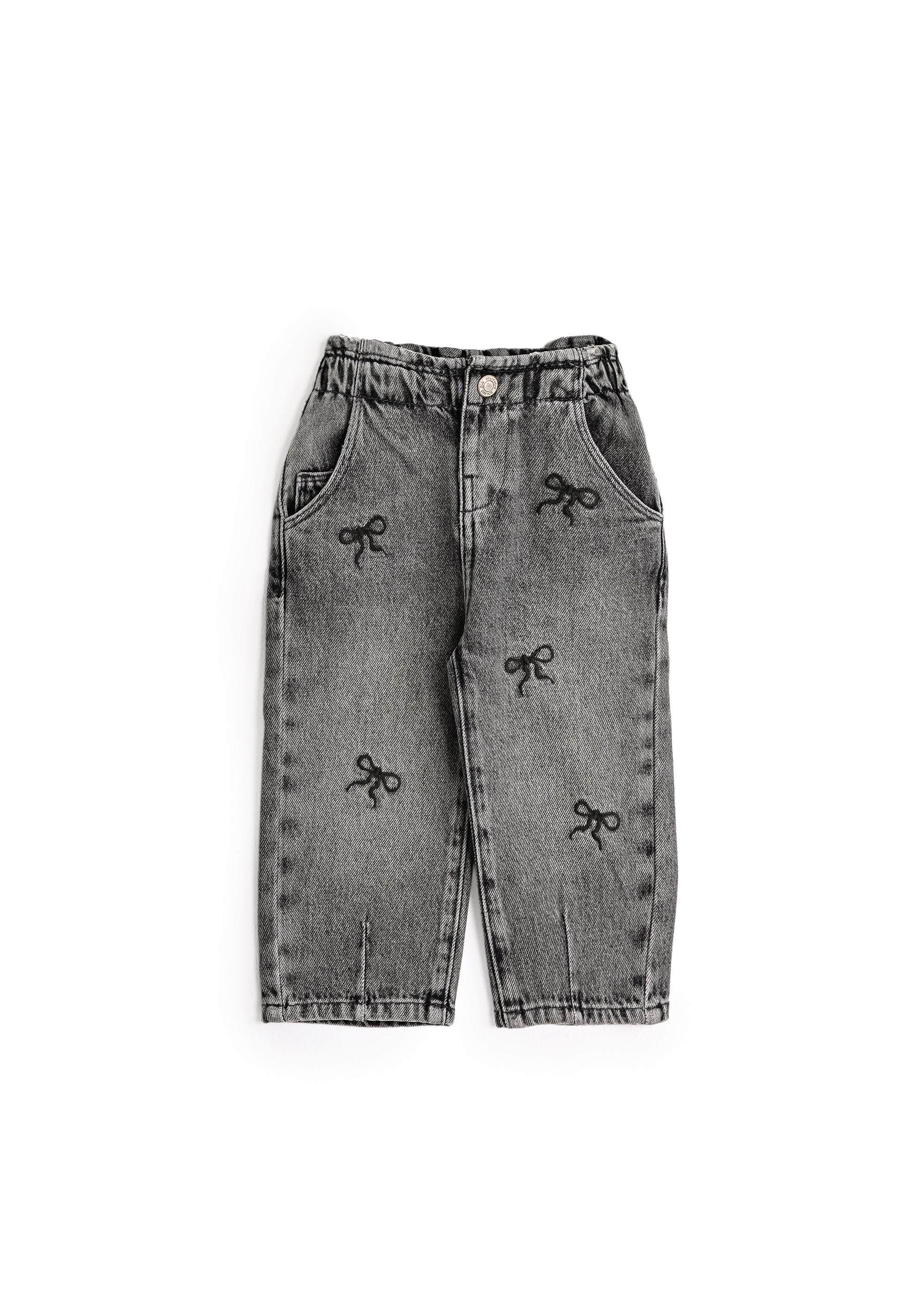 Bow Relaxed Baby Girl Gray Denim