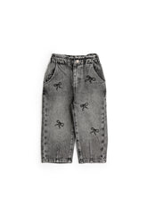 Bow Relaxed Baby Girl Gray Denim
