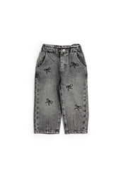 Bow Relaxed Baby Girl Gray Denim