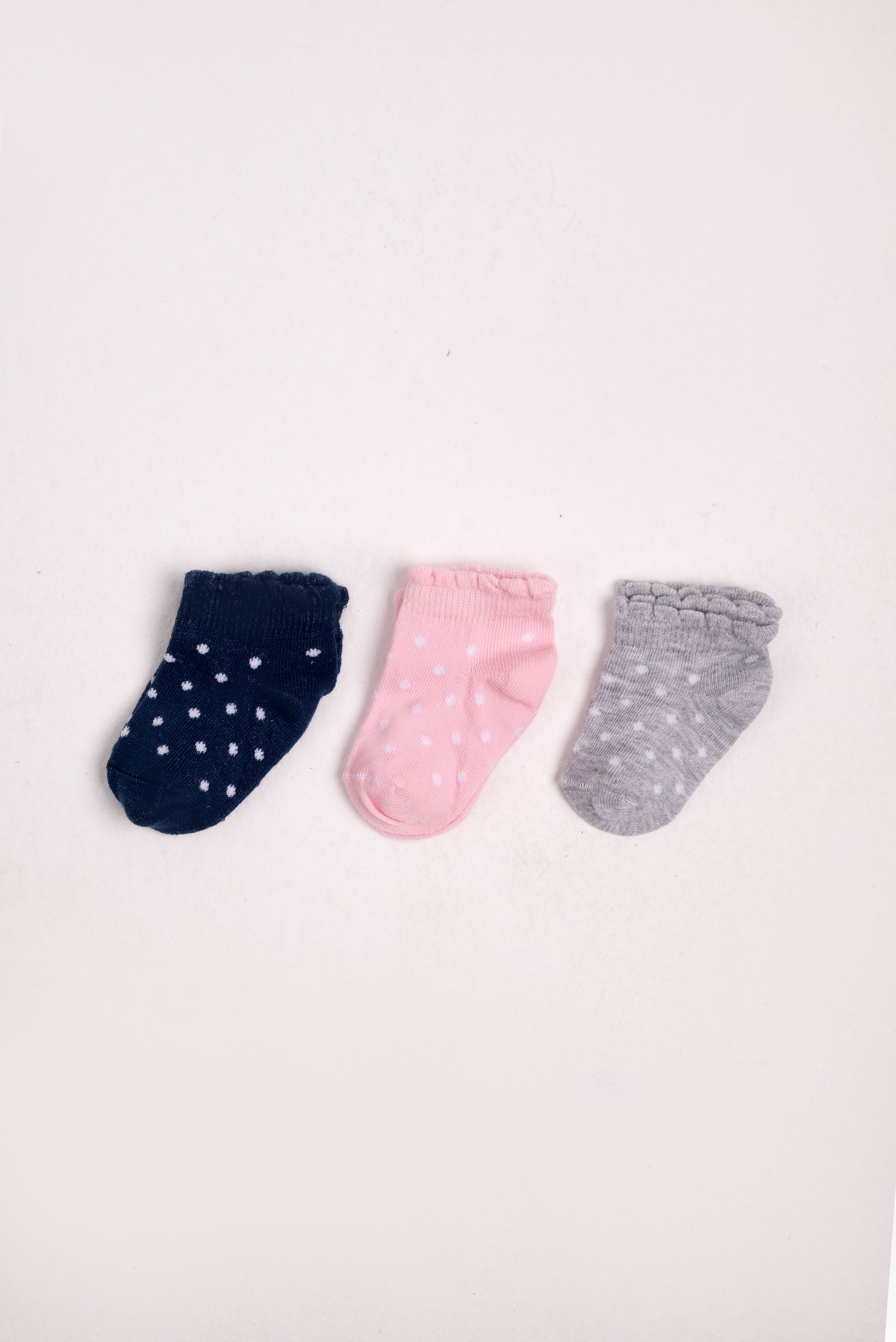 Girls Cotton Socks Pack of 3 – Polka Dot Design