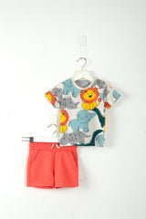Zoo Safari Baby Boy Set – White & Coral