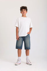 Knee-length Denim Shorts - Washed