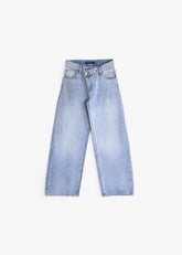 Faded Wide Leg Denim - Light Blue