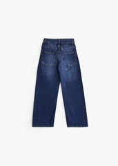 Faded Wide Leg Denim - Dark Blue