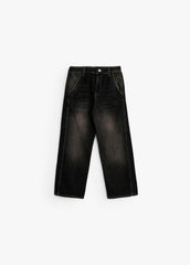 Relaxed Curved Denim -Brown
