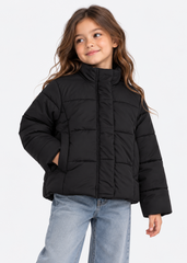 Girls Puffy Black Jacket