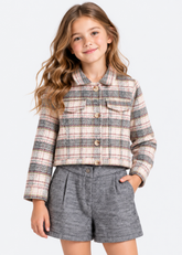 Soft Check Cropped Gray Jacket