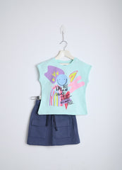 Two Pockets Smile Skirt Set