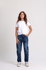 Ripped Knee Girls Dark Jeans