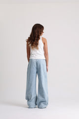 Wide Leg Ripped  Light Jeans