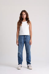 Ripped Knee Girls Jeans