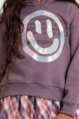 Purple Shinning Smile Face Sweatshirt