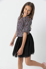 Glittered Top With Tull Skirt Set