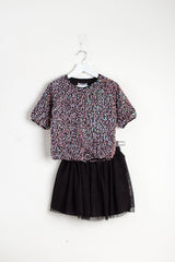 Glittered Top With Tull Skirt Set