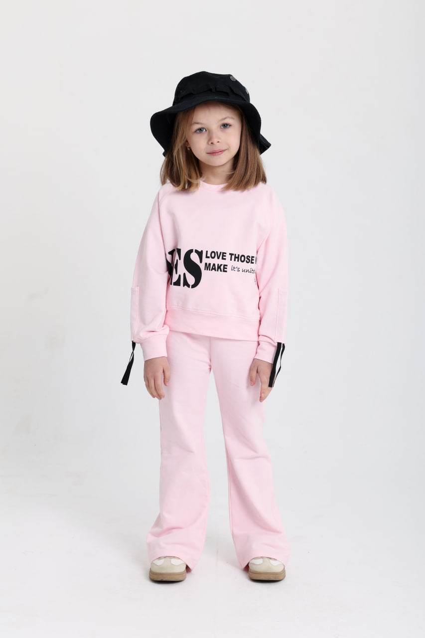 YES Ribbed Cuff Pink Cotton Set