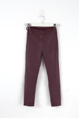 Maroon Leather Brushed Pants