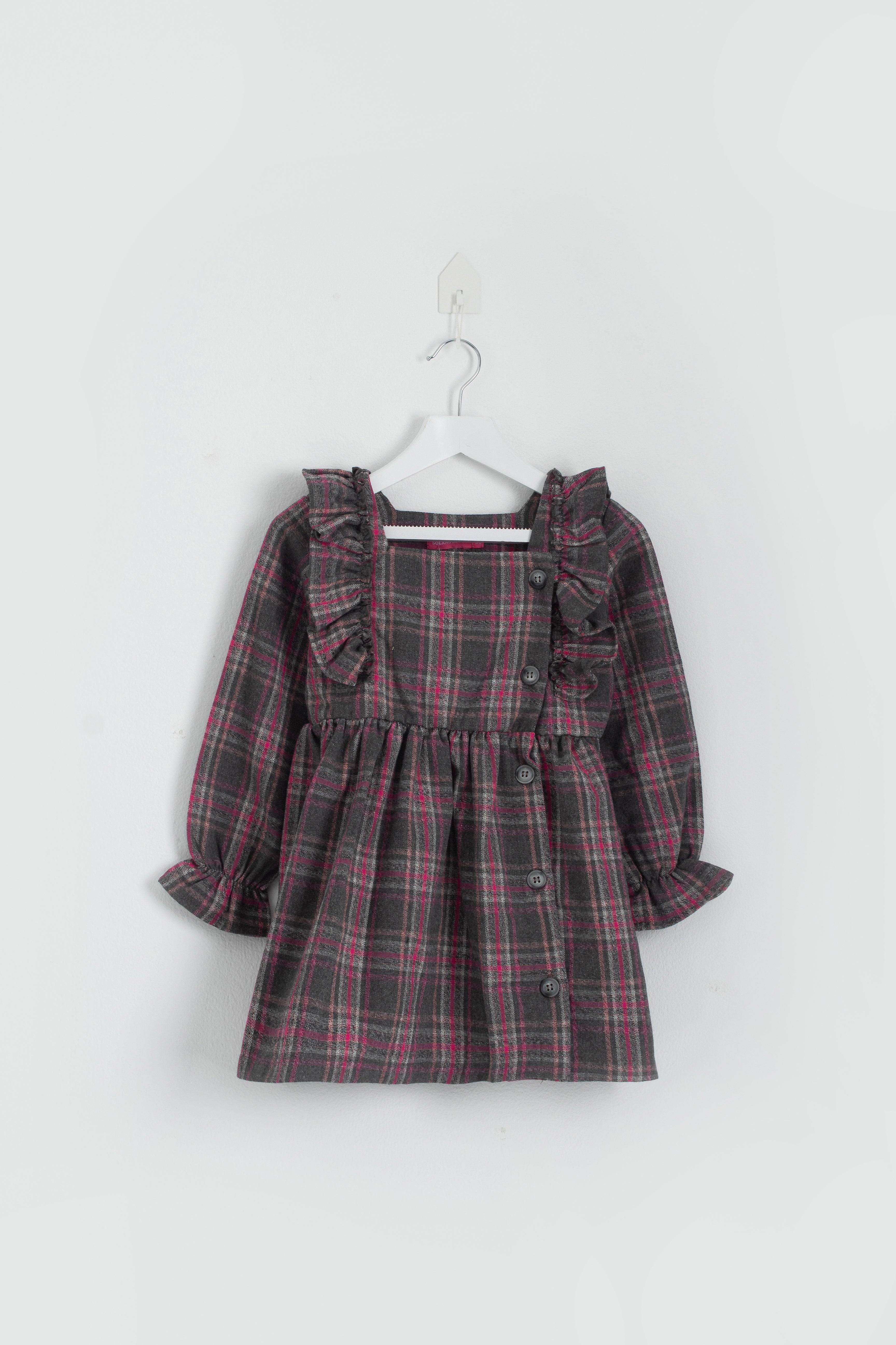 Square Neck Gray Strips Dress