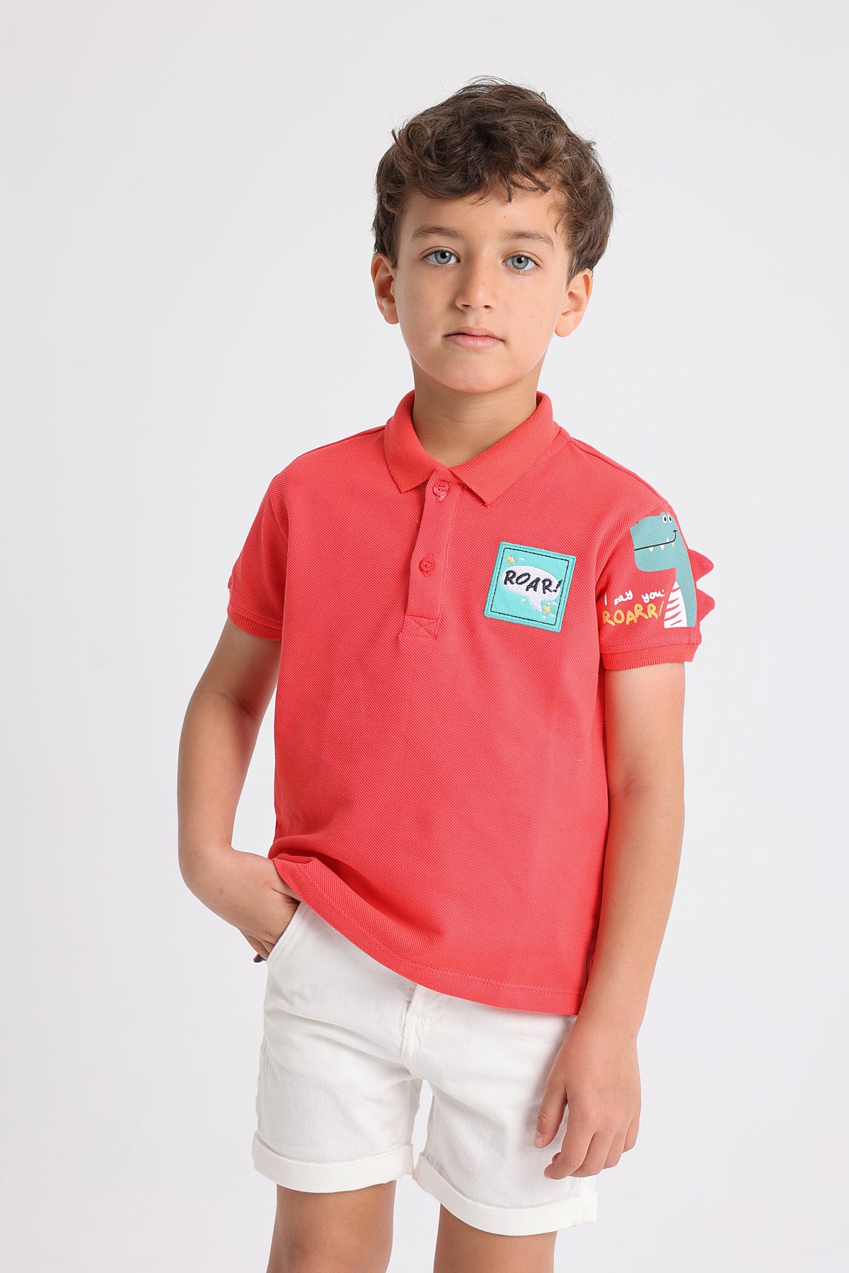 Roar with Dino Sleeve Polo