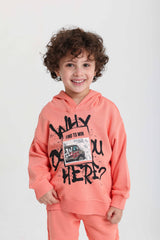 Hooded Car Graph Orange Cotton Set