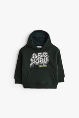 Graffiti Print Hoodie- Dark Olive