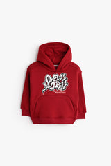 Graffiti Print Hoodie- Dark Red