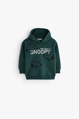 Snoopy Faces Graphic Hoodie - Dark Olive