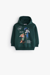 Animal Adventure Cartoon Hoodie - Dark Olive