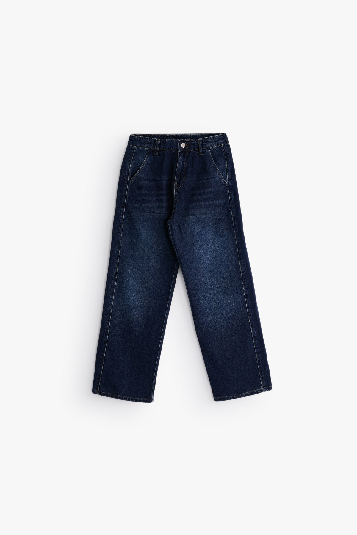 Relaxed Curved Denim - Dark Blue