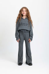 Ruched Waist Dark Gray Cotton Set