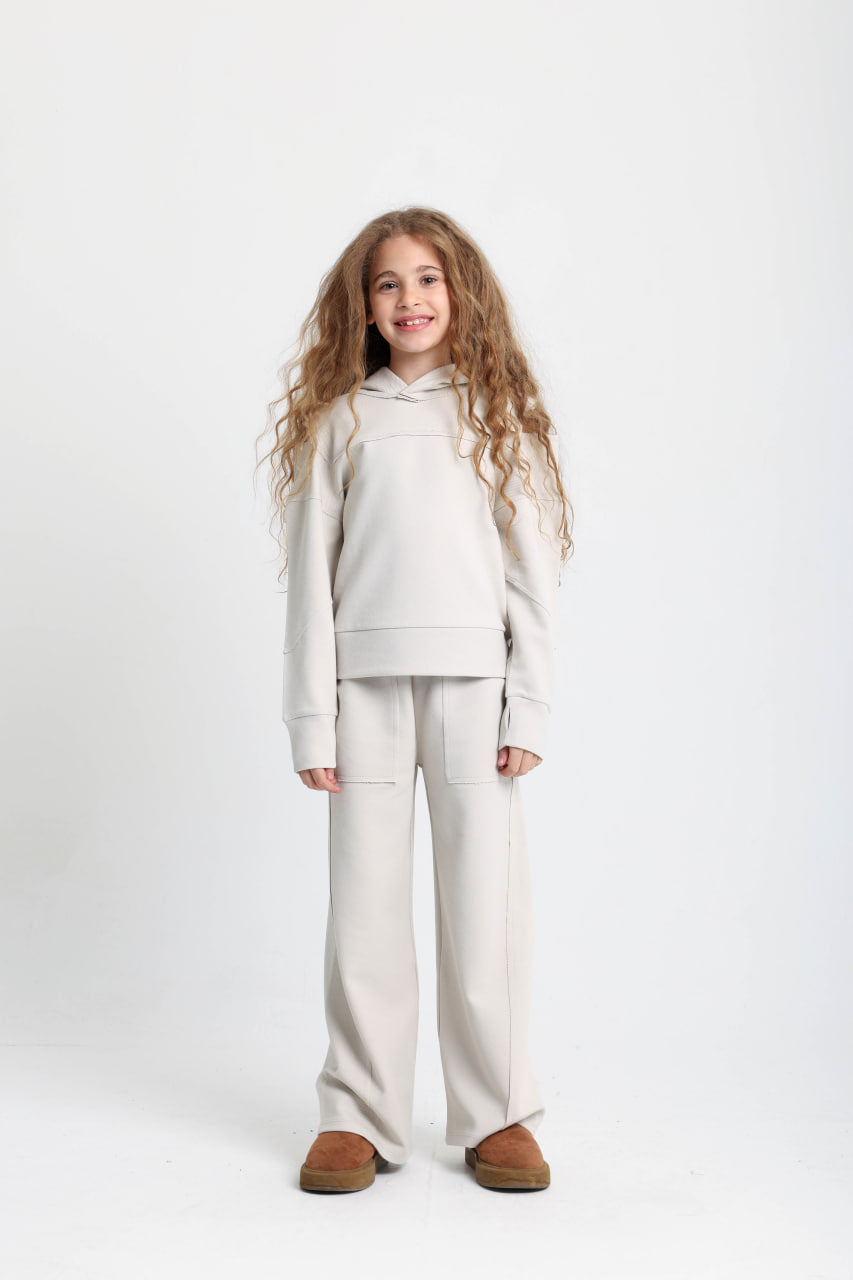 Cold  Shoulder Beige Cotton Set