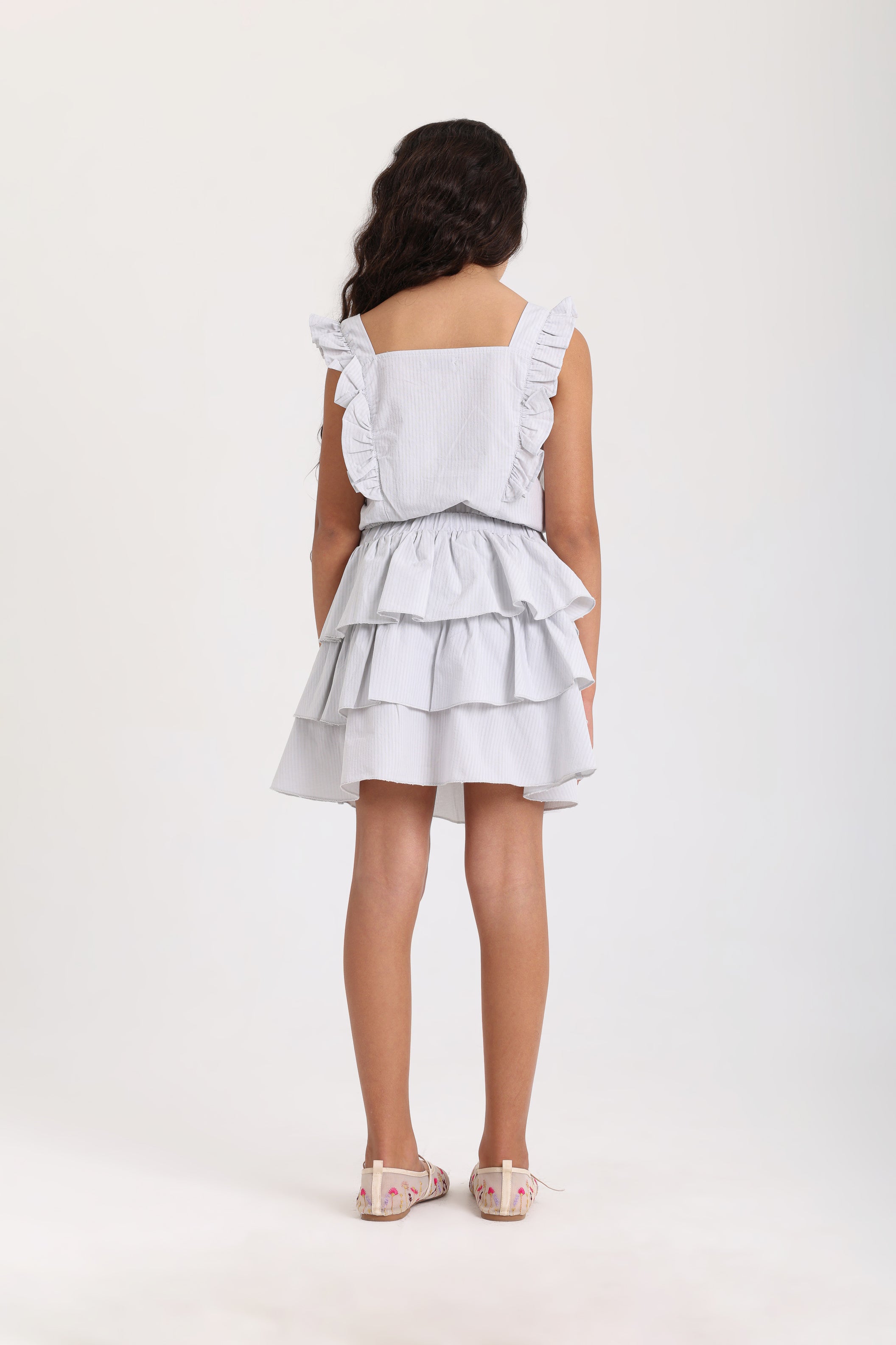 Tiered Skirt Set - Gray